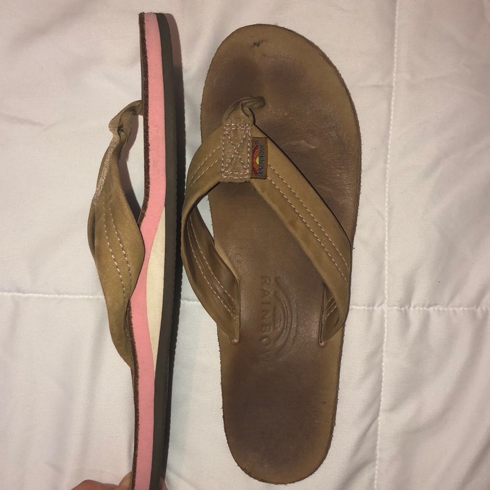 Pink Rainbow Flip Flops